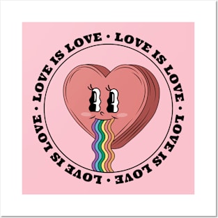 Love is Love vintage cartoon rainbow Posters and Art